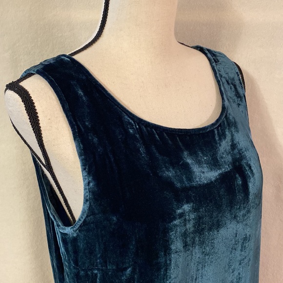 Double D Ranch blue green silk blend velvet sleeveless tank top - Picture 5 of 15